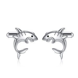 Sterling Silver Shark Cufflinks -0