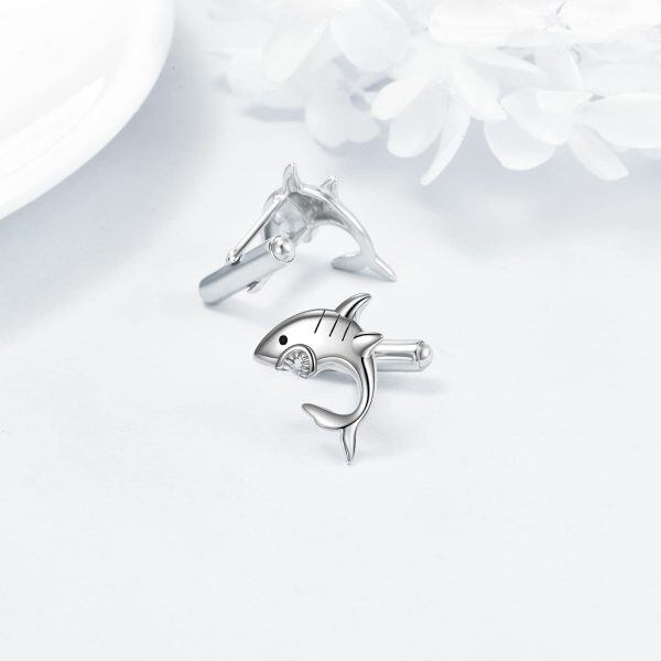 Sterling Silver Shark Cufflinks -2