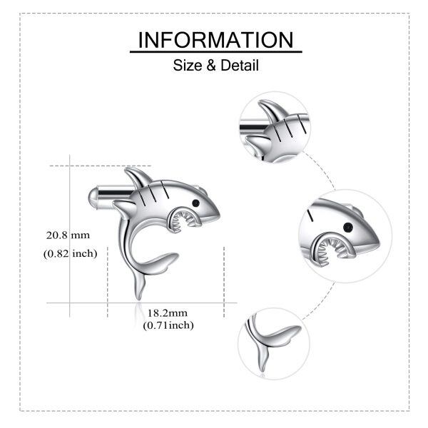 Sterling Silver Shark Cufflinks -3