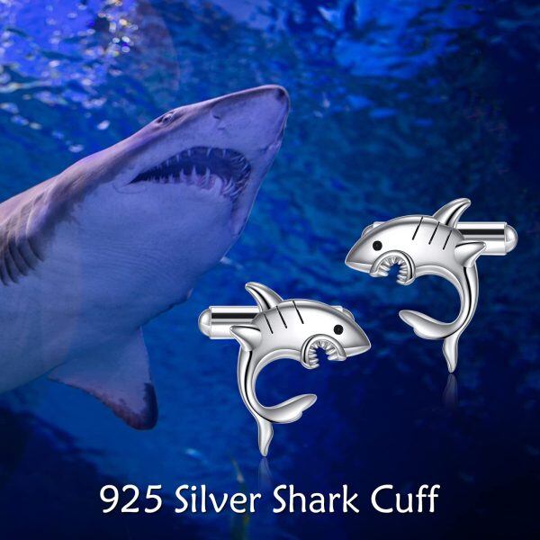 Sterling Silver Shark Cufflinks -4