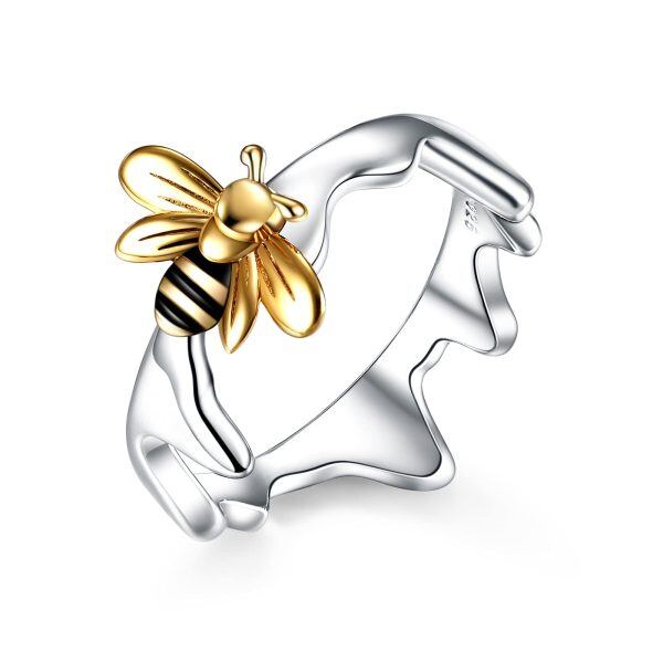 Sterling Silver Animal Bee Band Ring-0