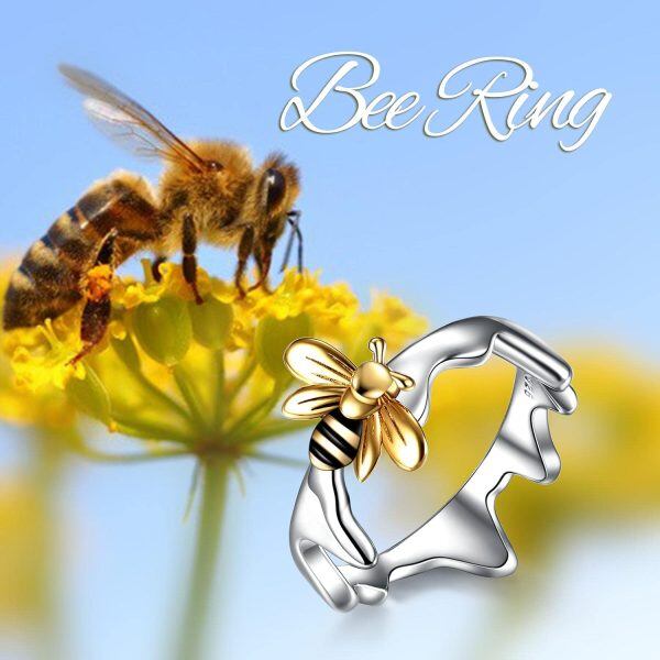 Sterling Silver Animal Bee Band Ring-2