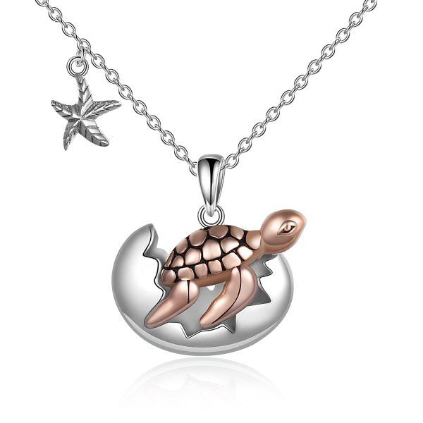 Sterling Silver Ocean Animal Sea Turtle Necklace -0