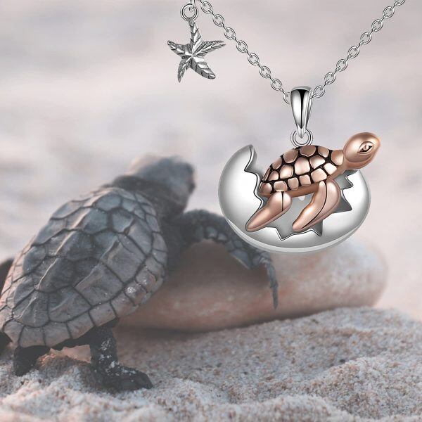 Sterling Silver Ocean Animal Sea Turtle Necklace -2