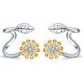wholesale 925 Sterling Silver Sunflower Leaf Climbing Earrings for Women - Elegant  Set-0-0