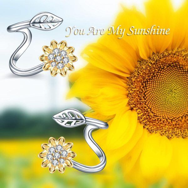 Sterling Silver Sunflower Ear Climber -1