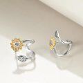 wholesale 925 Sterling Silver Sunflower Leaf Climbing Earrings for Women - Elegant  Set-0-5
