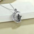 wholesale 925 Sterling Silver Celtic Moon Cat Pendant Necklace for Women Wiccan Jewelry-0-4