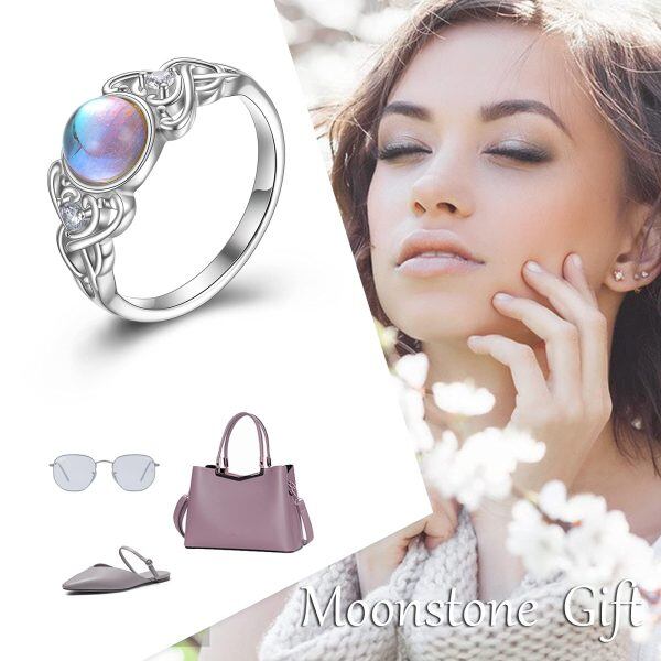 Sterling Silver Moonstone Vintage Ring-5