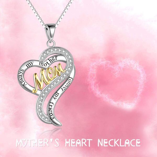 Sterling Silver Always My Mom Forever My Friend Necklace-5