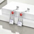 wholesale 925 Sterling Silver Mother of Pearl & Red Coral Sunburst Dangle Earrings for Women - Hypoallergenic s-0-3