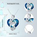 wholesale 925 Sterling Silver Blue Crystal Butterfly Heart Pendant Necklace for Women-0-1