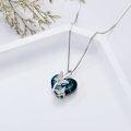 wholesale 925 Sterling Silver Blue Crystal Butterfly Heart Pendant Necklace for Women-0-4