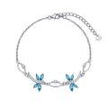wholesale 925 Sterling Silver Blue & Purple Crystal Butterfly Charm Bracelet for Women and Teen Girls - Adjustable Size (6-8)-0-0