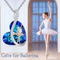 wholesale 925 Sterling Silver Blue Crystal Heart-Shaped Ballerina Pendant Necklace - Dance Lover's Gift for Her-0-2