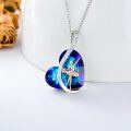 wholesale 925 Sterling Silver Blue Crystal Heart-Shaped Ballerina Pendant Necklace - Dance Lover's Gift for Her-0-3
