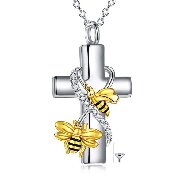 Sterling Silver Bee Urn Necklace-0