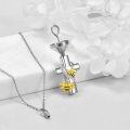 wholesale 925 Sterling Silver Bee Cross Cremation Jewelry Urn Pendant Necklace with Funnel and Fill Kit-0-1