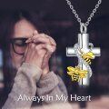 wholesale 925 Sterling Silver Bee Cross Cremation Jewelry Urn Pendant Necklace with Funnel and Fill Kit-0-5