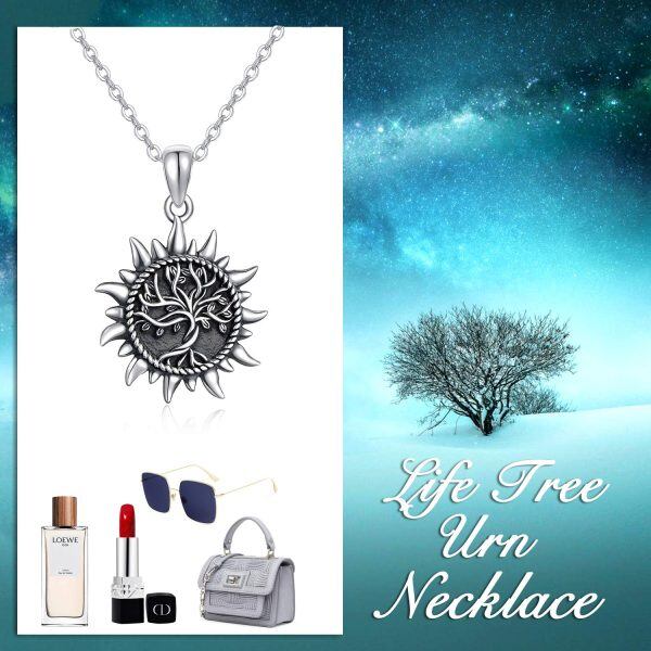 Sterling Silver Tree Of Life Urn Necklace-3