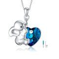wholesale 925 Sterling Silver Blue Crystal Heart Elephant Pendant Necklace for Ashes Memory Jewelry-0-0