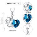 wholesale 925 Sterling Silver Blue Crystal Heart Elephant Pendant Necklace for Ashes Memory Jewelry-0-1