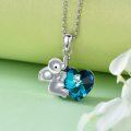 wholesale 925 Sterling Silver Blue Crystal Heart Elephant Pendant Necklace for Ashes Memory Jewelry-0-3