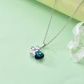 wholesale 925 Sterling Silver Blue Crystal Heart Elephant Pendant Necklace for Ashes Memory Jewelry-0-4