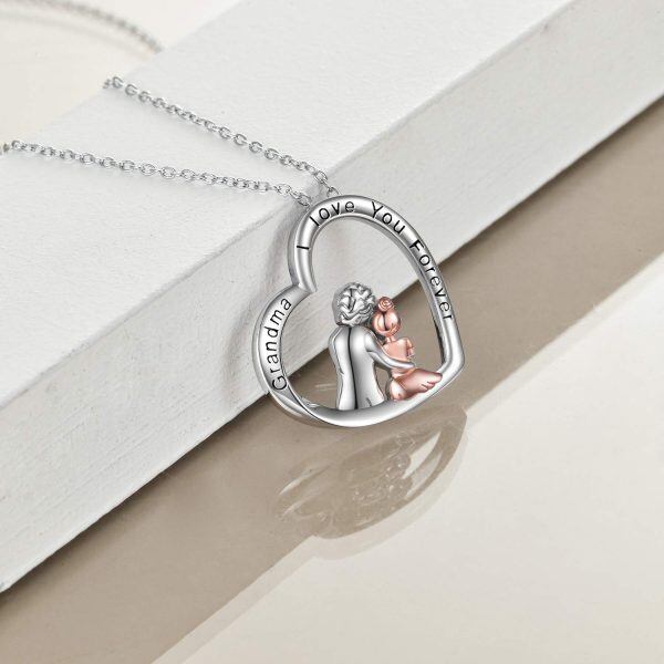 Sterling Silver Love Heart Grandma Necklace -3