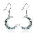 wholesale 925 Sterling Silver Crescent Moon Opal Drop Earrings-0-0