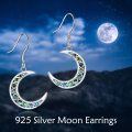 wholesale 925 Sterling Silver Crescent Moon Opal Drop Earrings-0-5