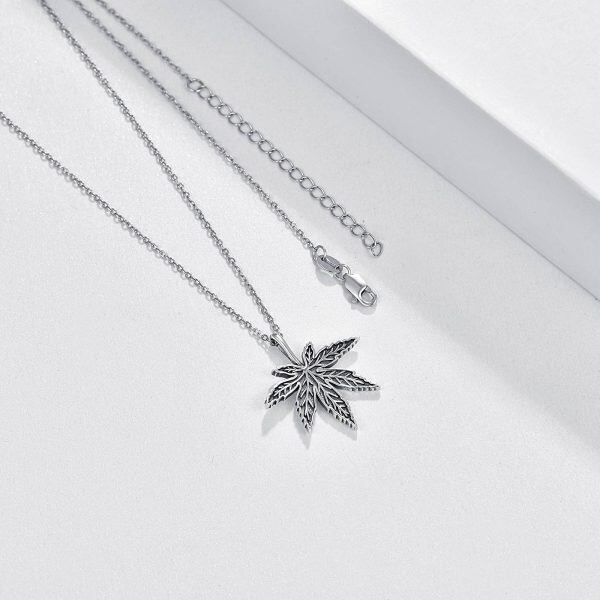 Sterling Silver Maple Leaf Pendant Necklace-8