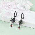 wholesale 925 Sterling Silver Black Spider Drop Earrings with Red Crystal Accents for Women-0-2