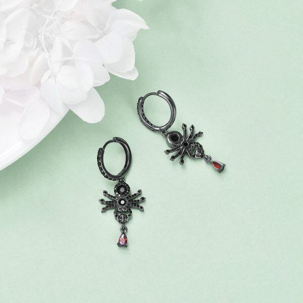 Sterling Silver Black Spider Earrings-3