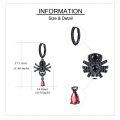 wholesale 925 Sterling Silver Black Spider Drop Earrings with Red Crystal Accents for Women-0-4