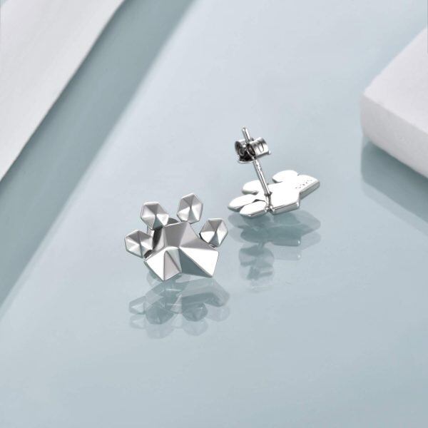 Sterling Silver Origami Cat Earrings-1