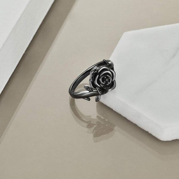 Sterling Silver Rose Flower Ring-2