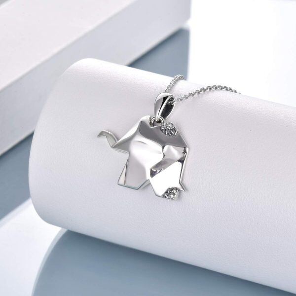 Sterling Silver Origami Animal Elephant Necklace-1