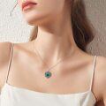 wholesale 925 Sterling Silver Green Malachite Heart Pendant Necklace for Women-0-1