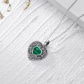 wholesale 925 Sterling Silver Green Malachite Heart Pendant Necklace for Women-0-2