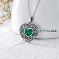 wholesale 925 Sterling Silver Green Malachite Heart Pendant Necklace for Women-0-3