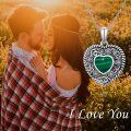 wholesale 925 Sterling Silver Green Malachite Heart Pendant Necklace for Women-0-4