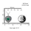 wholesale 925 Sterling Silver Green Malachite Heart Pendant Necklace for Women-0-5