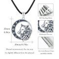 wholesale 925 Sterling Silver Crescent Moon Phase Wolf Head Pendant Necklaces for Men-0-3