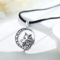wholesale 925 Sterling Silver Crescent Moon Phase Wolf Head Pendant Necklaces for Men-0-4