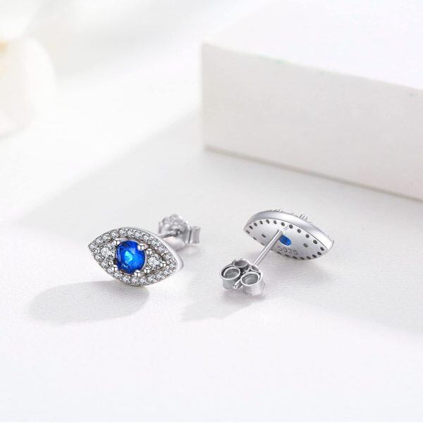 Sterling Silver Blue Cubic Zirconia Evil Eye Earrings -4