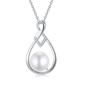 Sterling Silver Freshwater Cultured Pearl Pendant Necklace-0