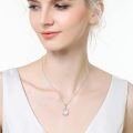 wholesale 925 Sterling Silver Infinity Teardrop Freshwater Cultured Pearl Pendant Necklace with Cubic Zirconia for Women Girls Gifts (White)-0-1