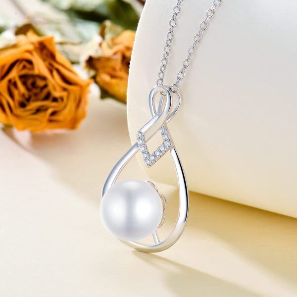 Sterling Silver Freshwater Cultured Pearl Pendant Necklace-2