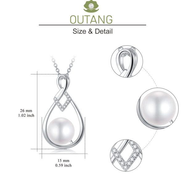 Sterling Silver Freshwater Cultured Pearl Pendant Necklace-5